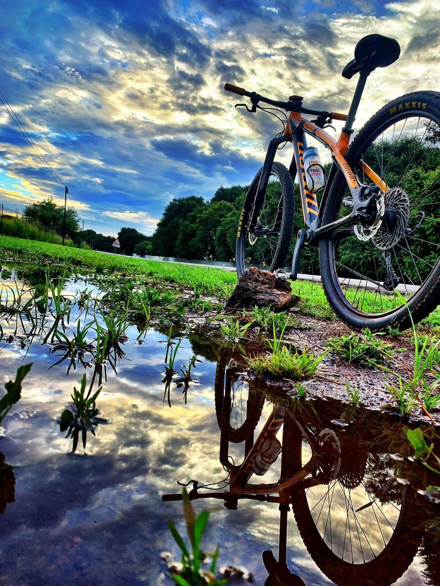 Mountain bike by the paddy field